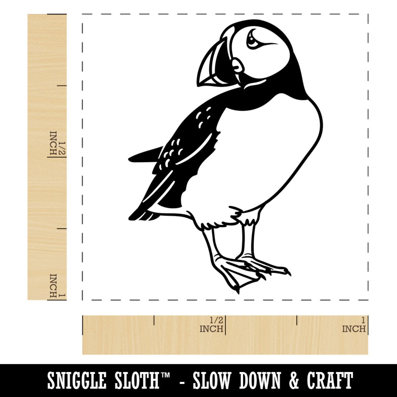 Shy Puffin Bird Self-Inking Rubber Stamp Ink Stamper